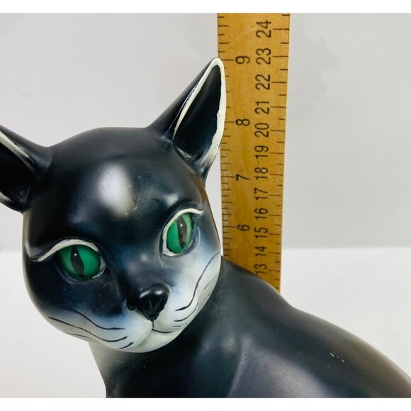 Vintage Ceramic Black Cat Coin Bank & Message Board 9" Tall Figurine Unique - Picture 9 of 11